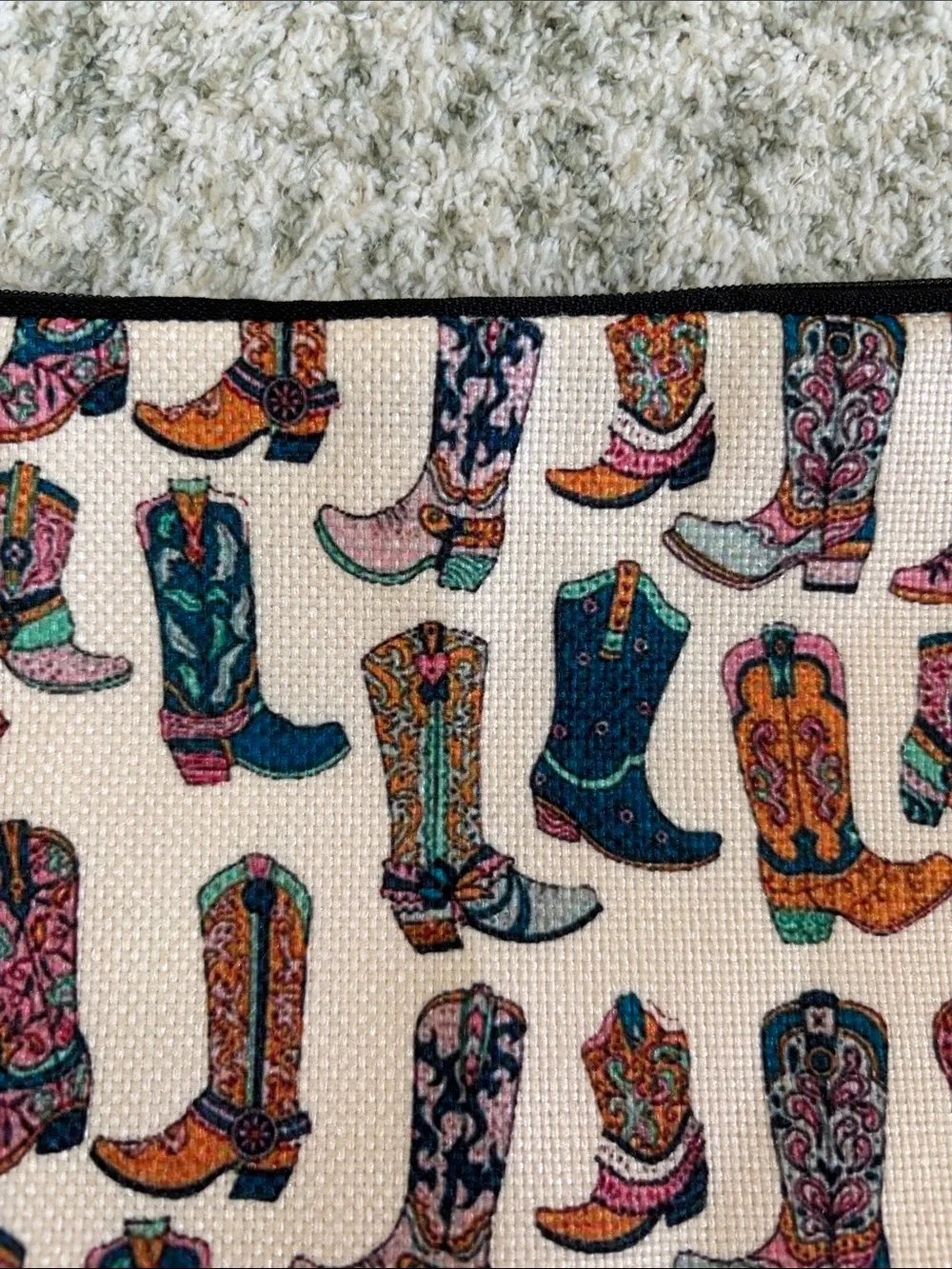 Colorful Western Cowboy Boot Cosmetic Travel Zipper Bag NWT 8.5x7.5x2”